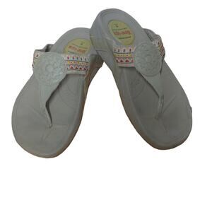 Skechers Natural Cali Tone Ups Sandals Flip Flops Boho Toe Post Thong - Size 9